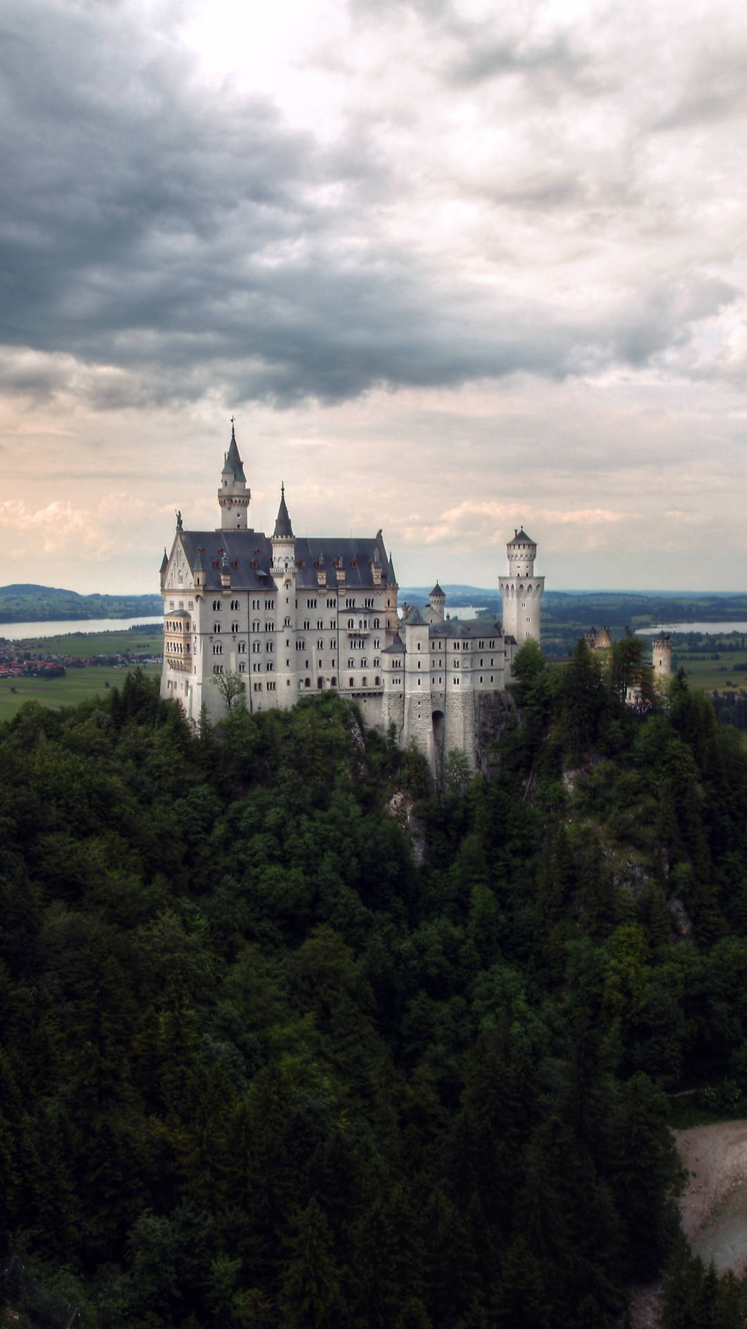 Neuschwanstein Castle White Clouds Background