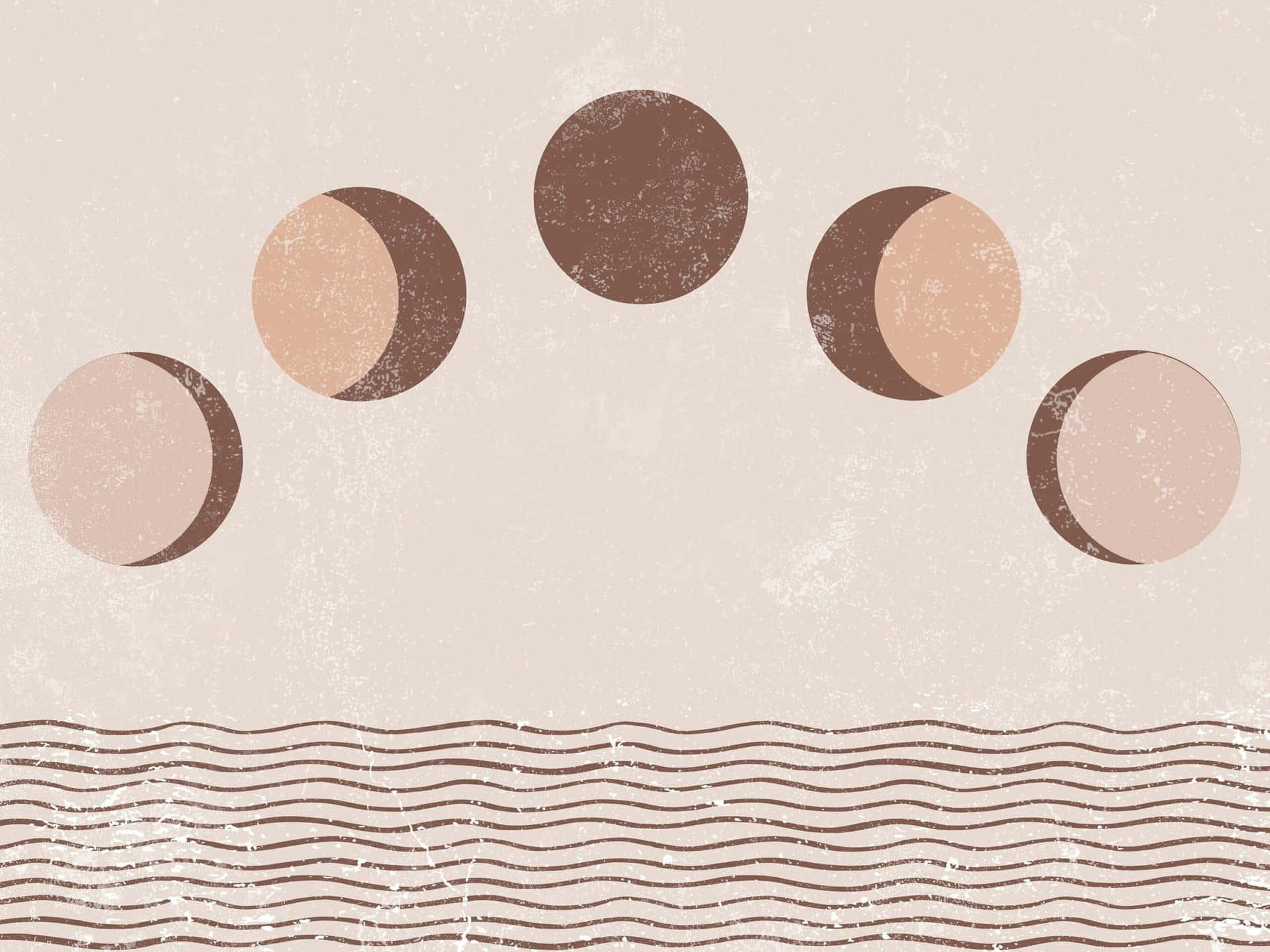 Neutral Aesthetic Desktop Moon Phases Background