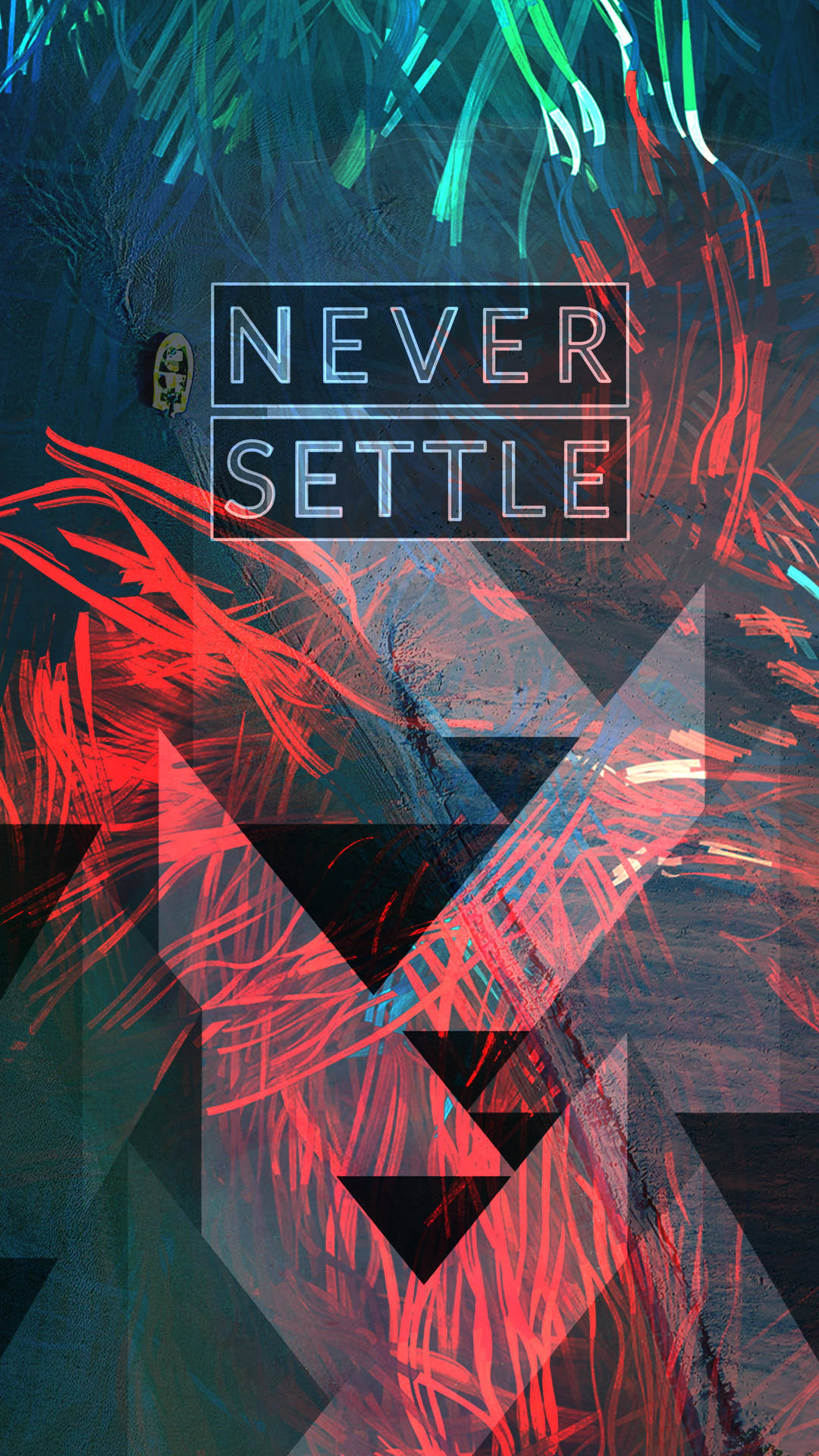 Never Settle Red Green Shapes
