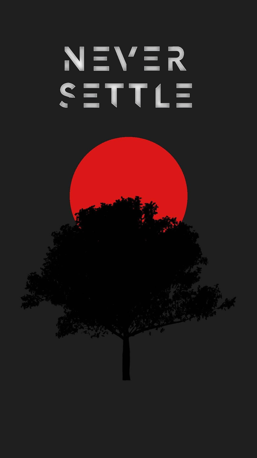 Never Settle Red Sun Tree Background