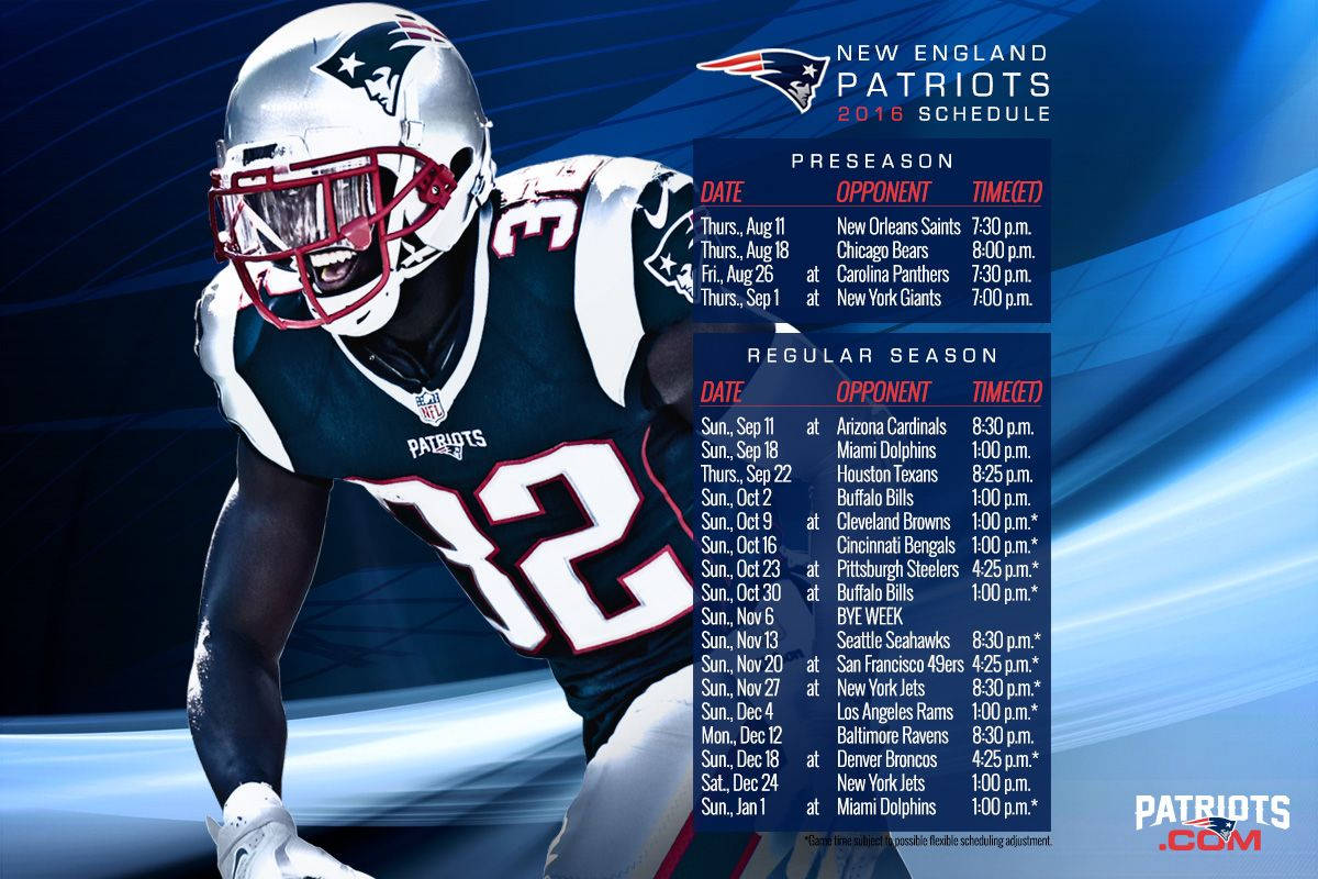 New England Patriots 2018 Schedule Background