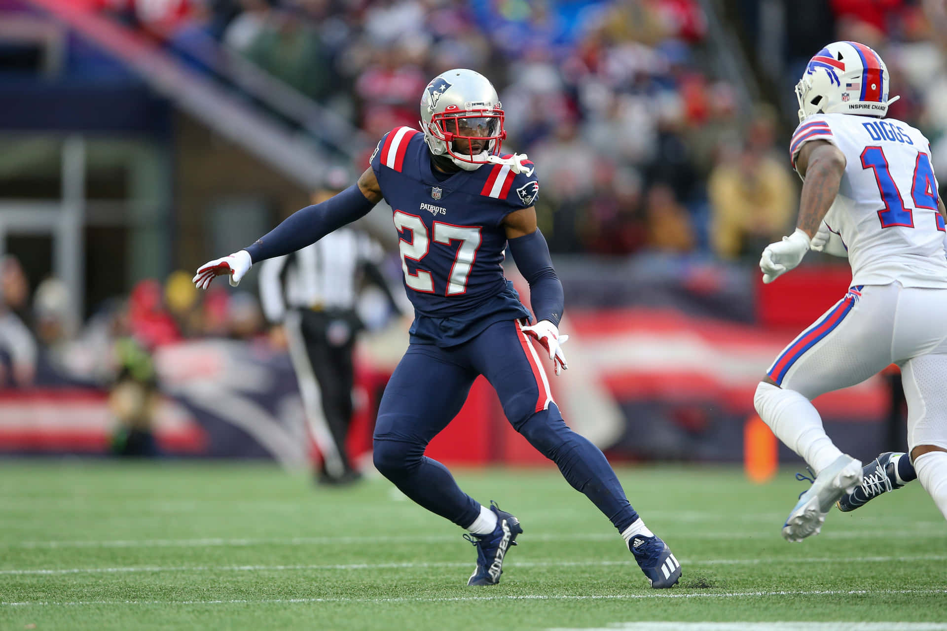 New England Patriots Jc Jackson Against Buffalo Bills Stefon Diggs Background