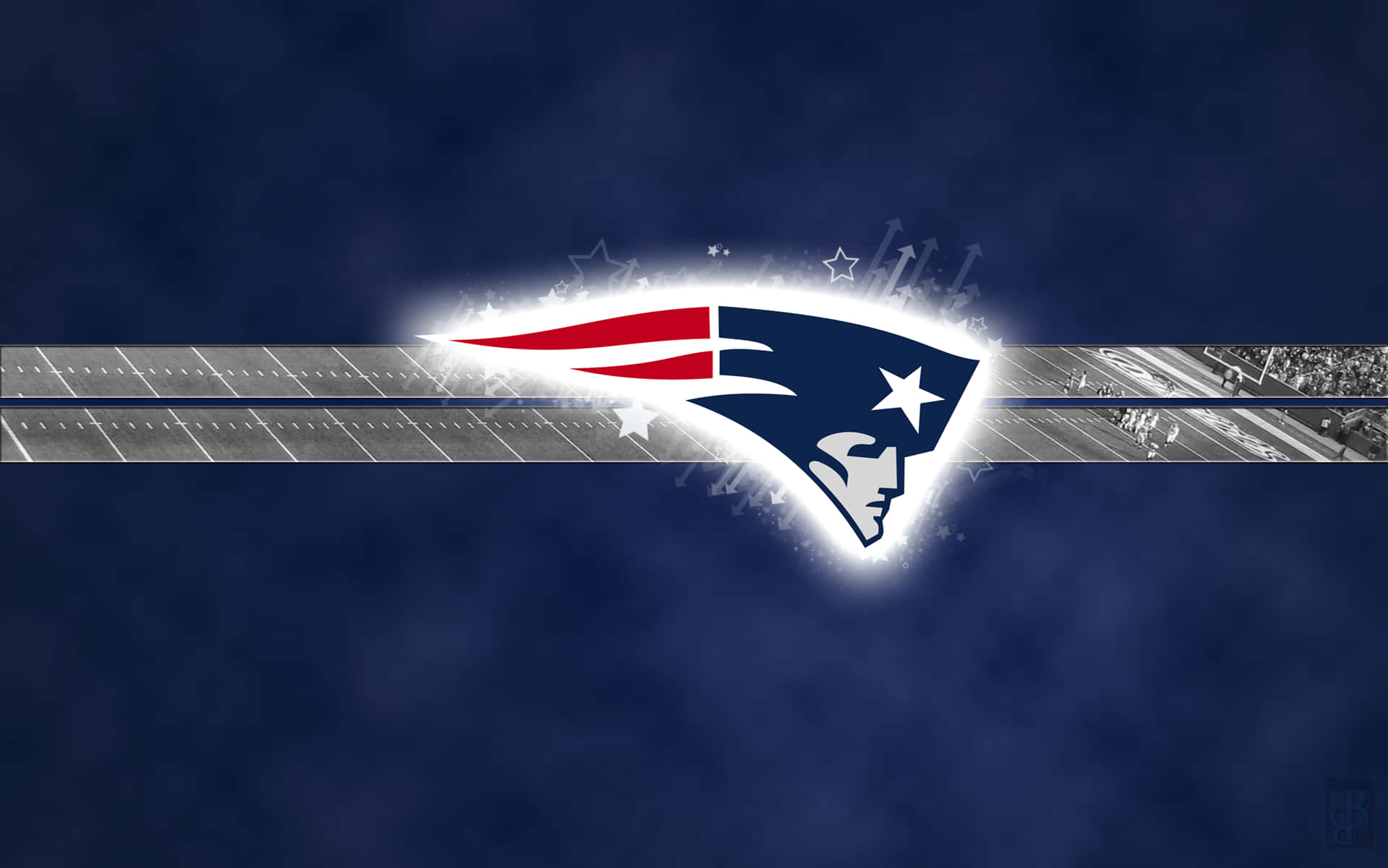 New England Patriots Logo Gray Stripes Background