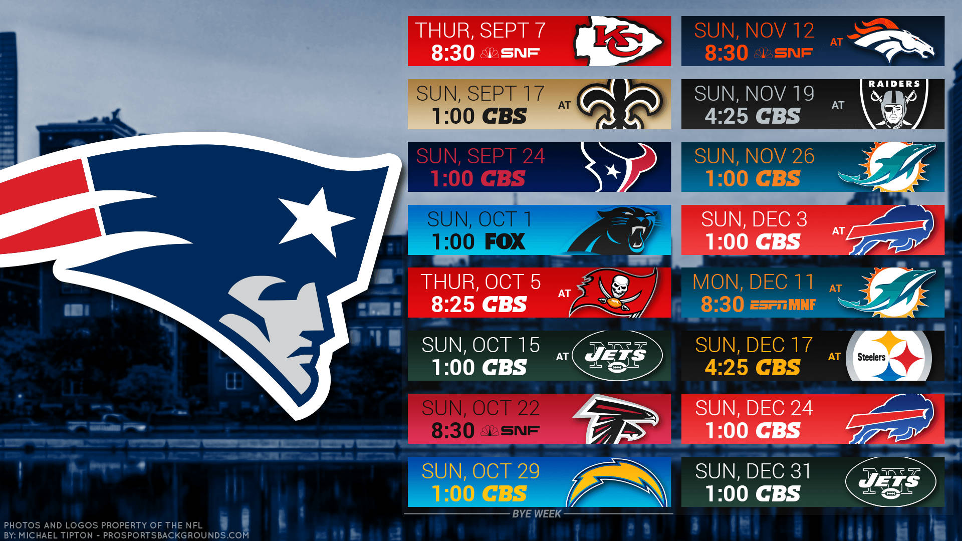 New England Patriots Schedule Background