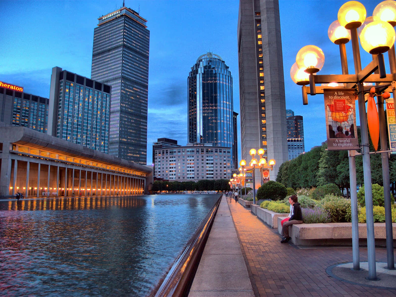 New England Summer City Lake Background