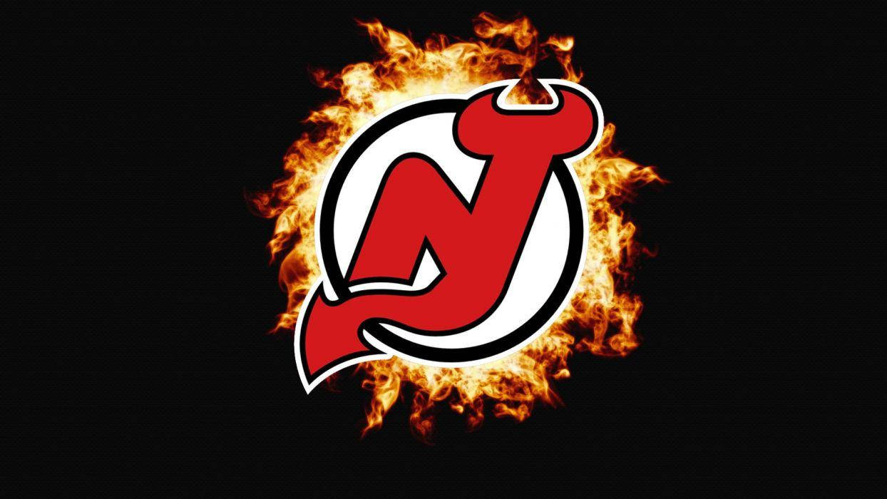 New Jersey Devils Logo On Fire Background