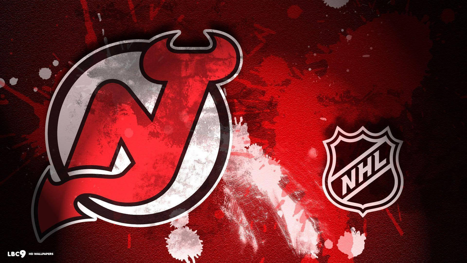 New Jersey Devils Team In Nhl Background