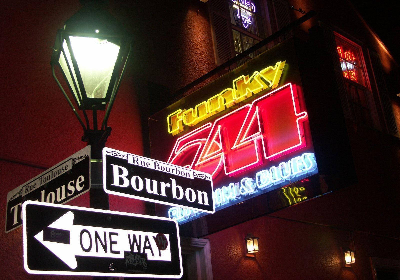 New Orleans Bourbon And Toulouse Street Background