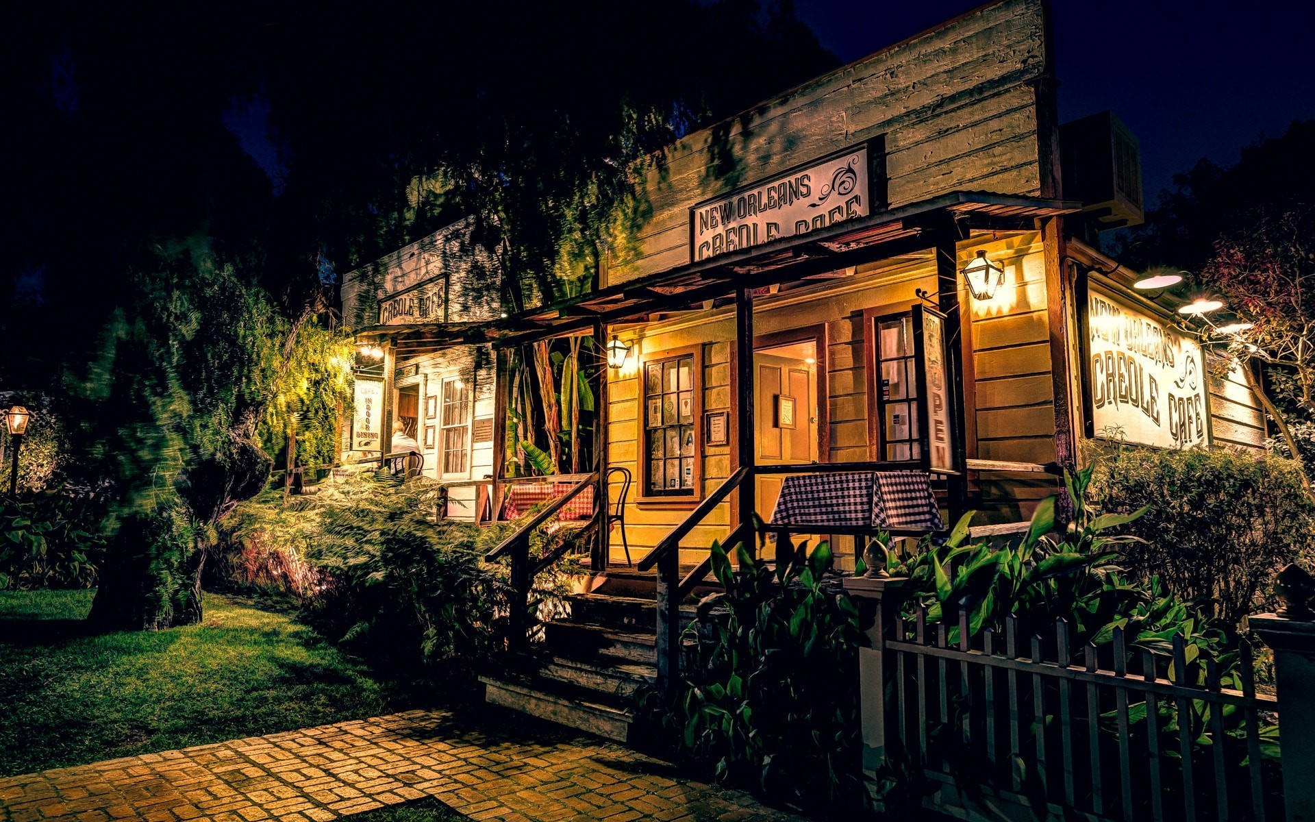 New Orleans Creole Cafe Exterior Background