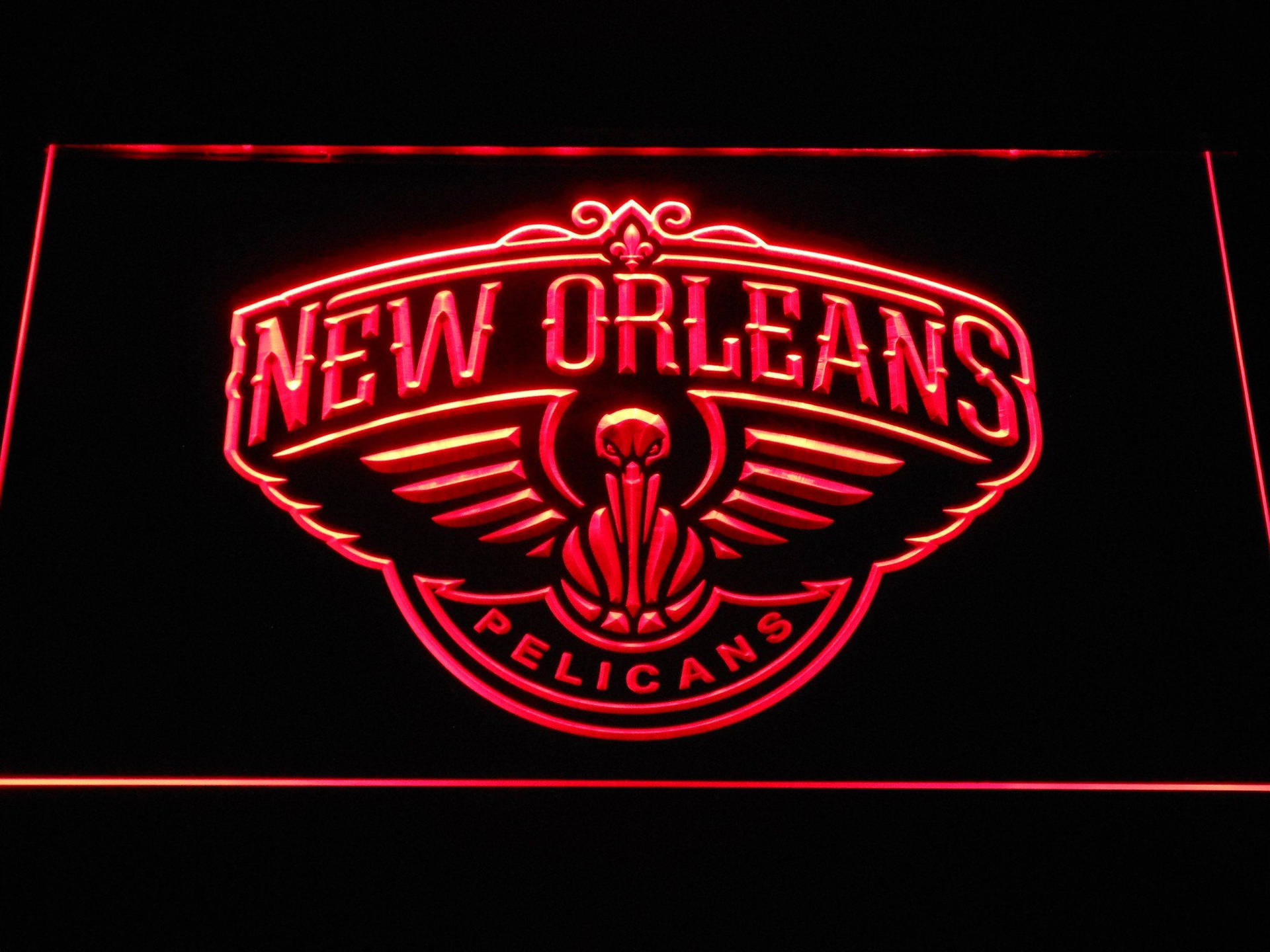 New Orleans Pelicans Neon Red Sign Background