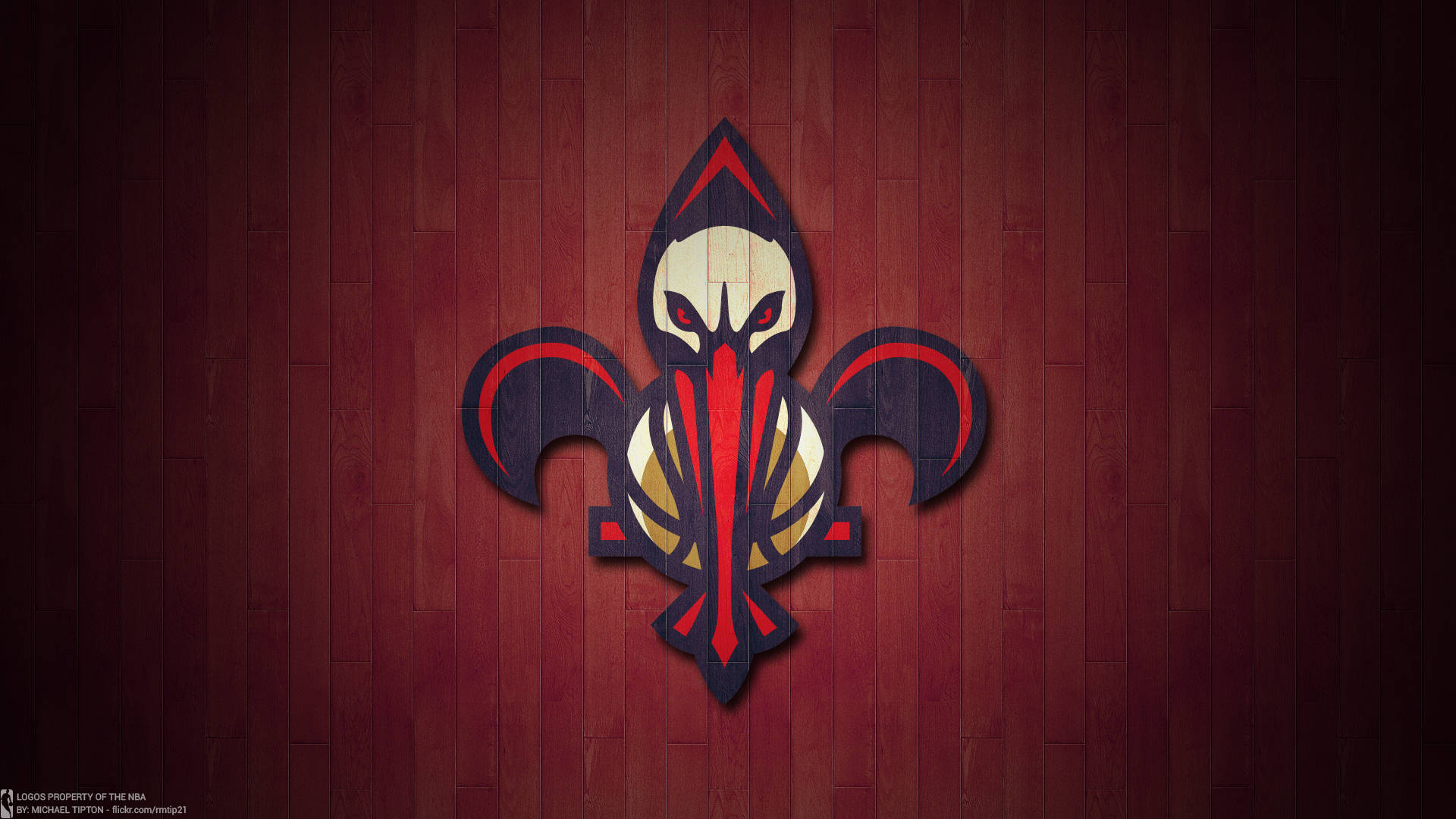 New Orleans Pelicans Red Wood Planks Background