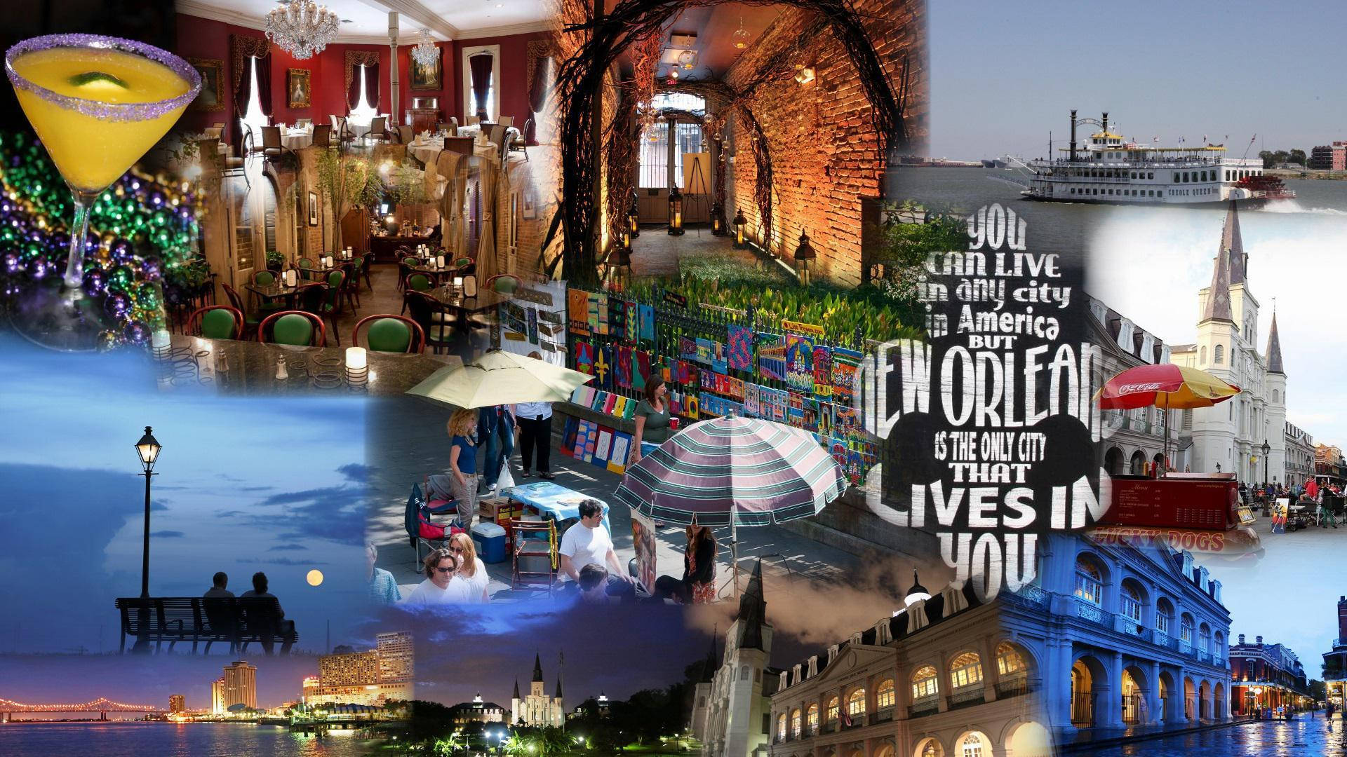 New Orleans Scenery Collage Background