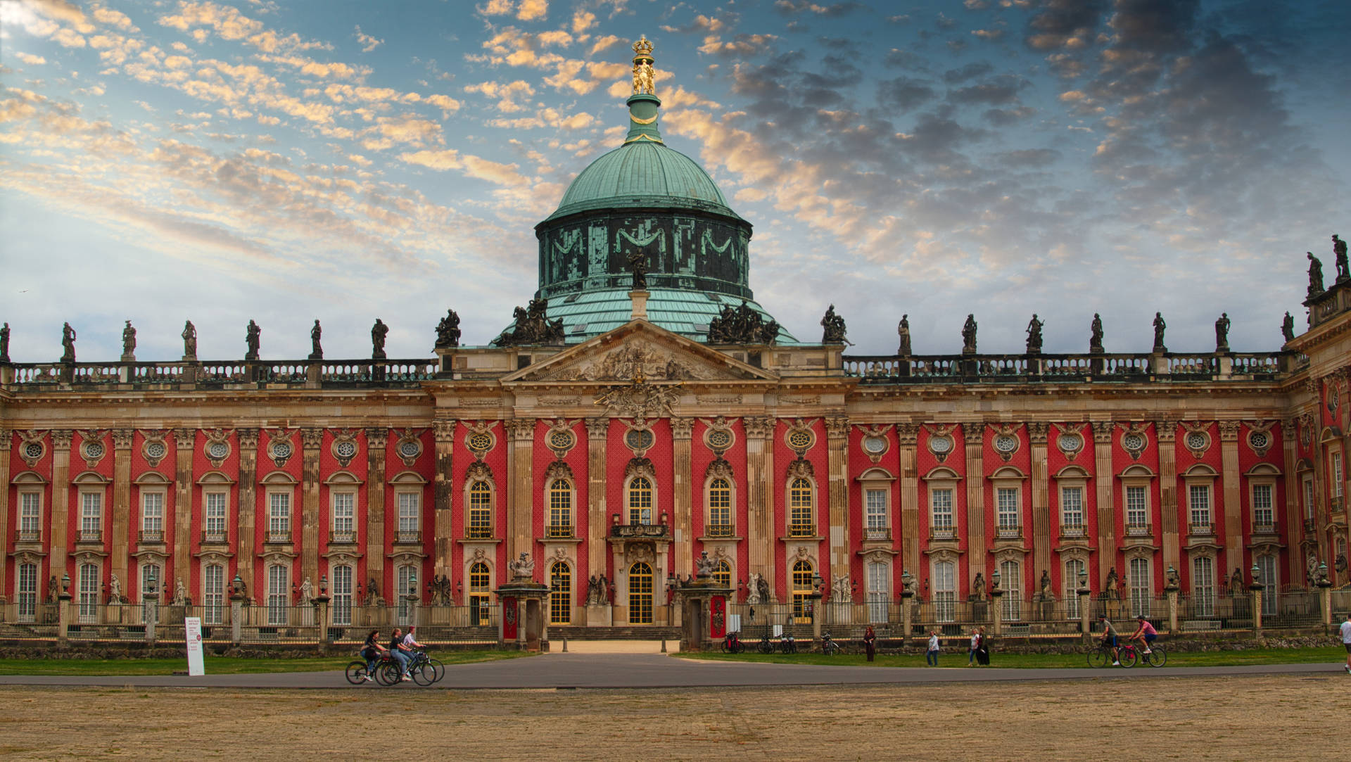 New Palace In Potsdam Tourists Background