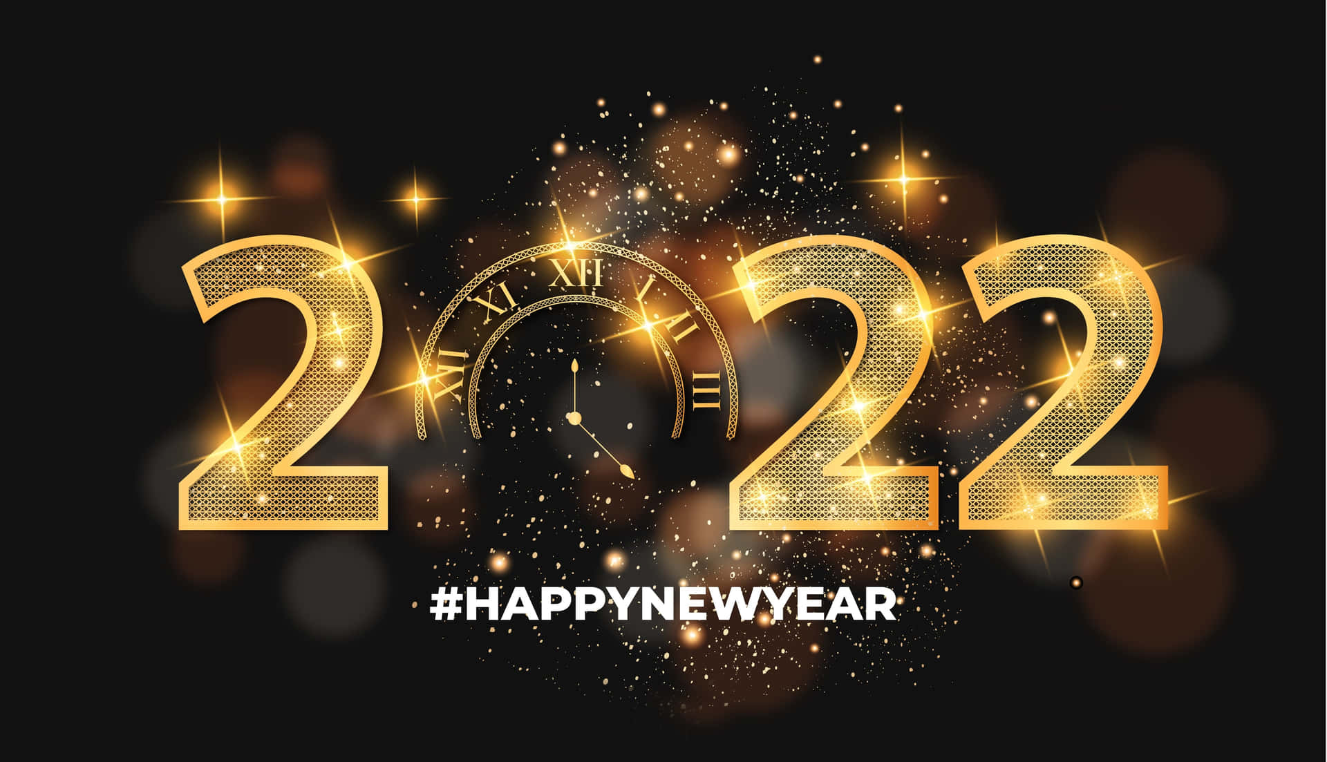 New Year 2022 Gold Clock Background