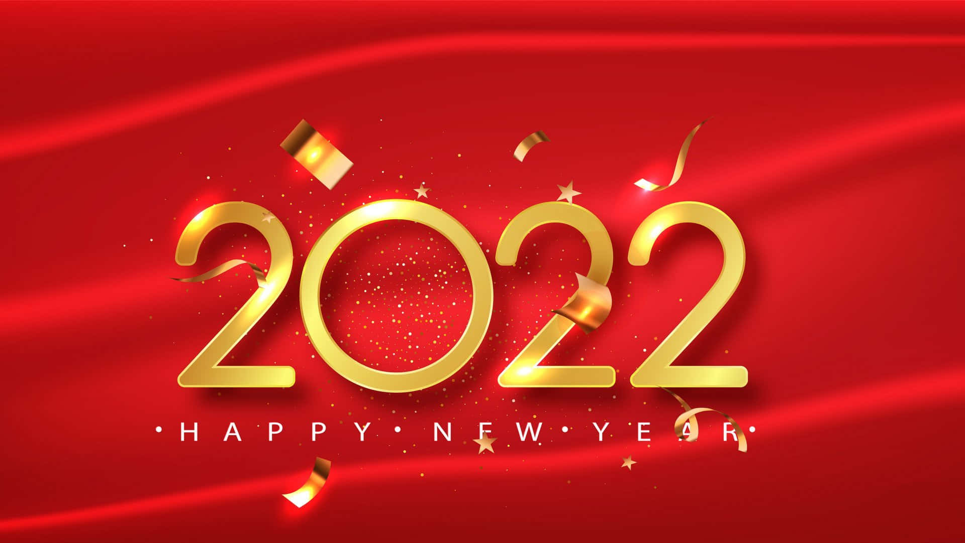 New Year 2022 Gold On Red Background