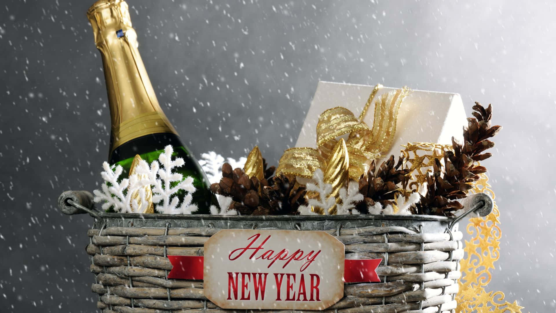 New Year Aesthetic & Basket Gift Background