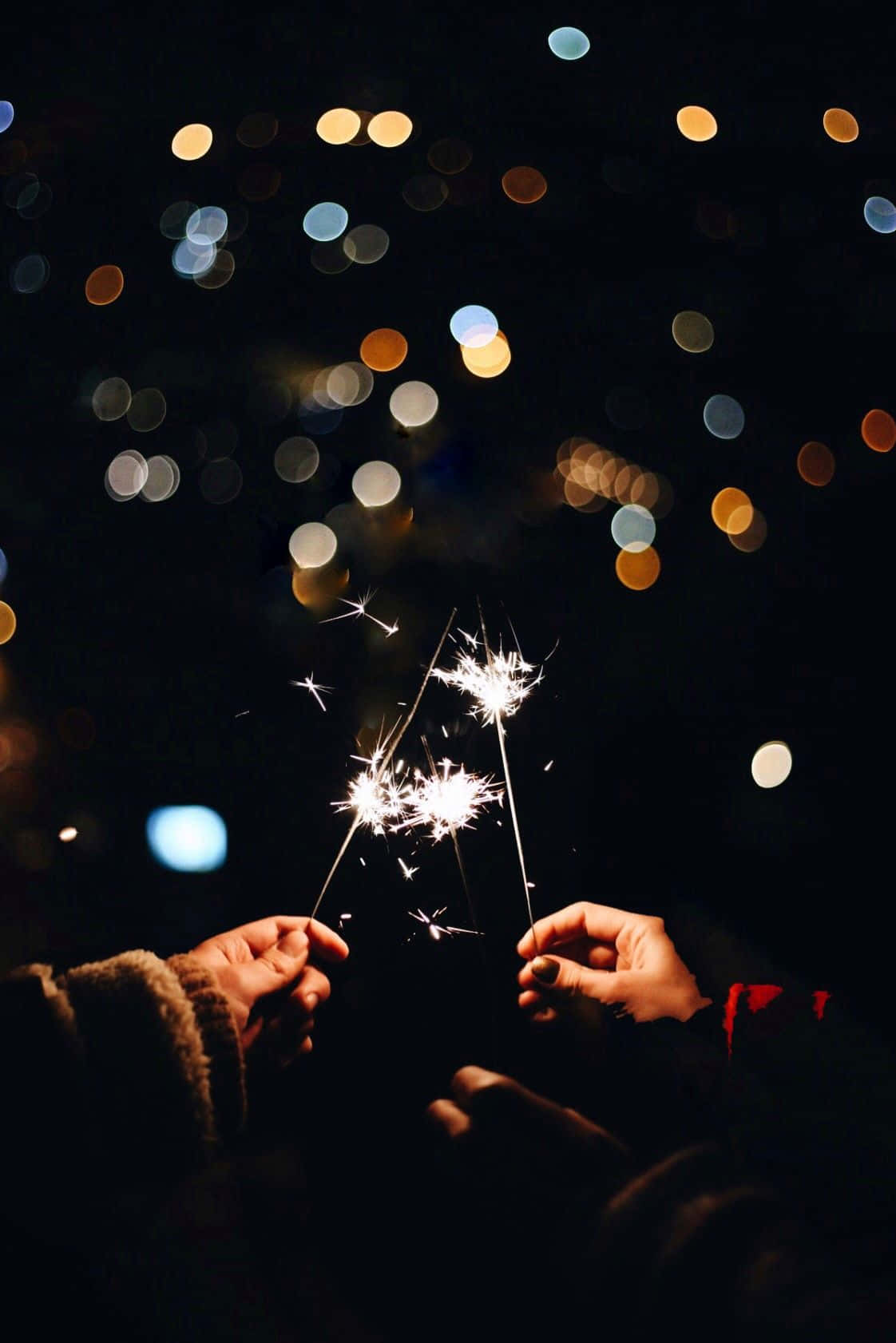 New Year Aesthetic Couple With Firecracker Background