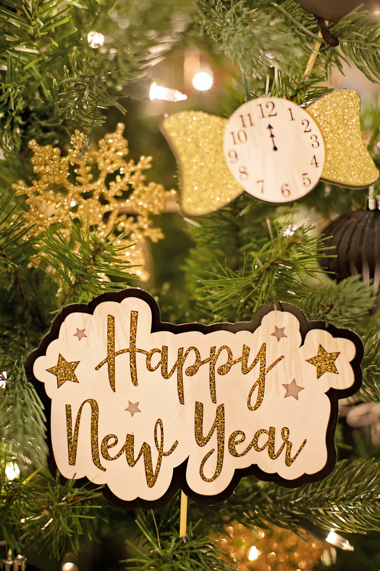 New Year Christmas Tree Sign Phone Background