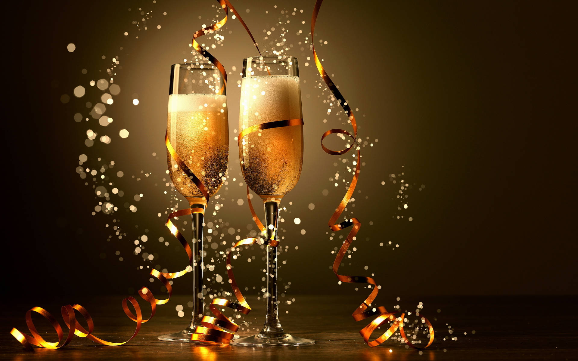New Year Holiday Gold Wine Glass Background