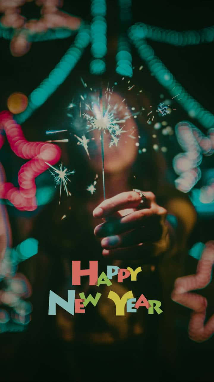 New Year Iphone Woman With Sparklers Background