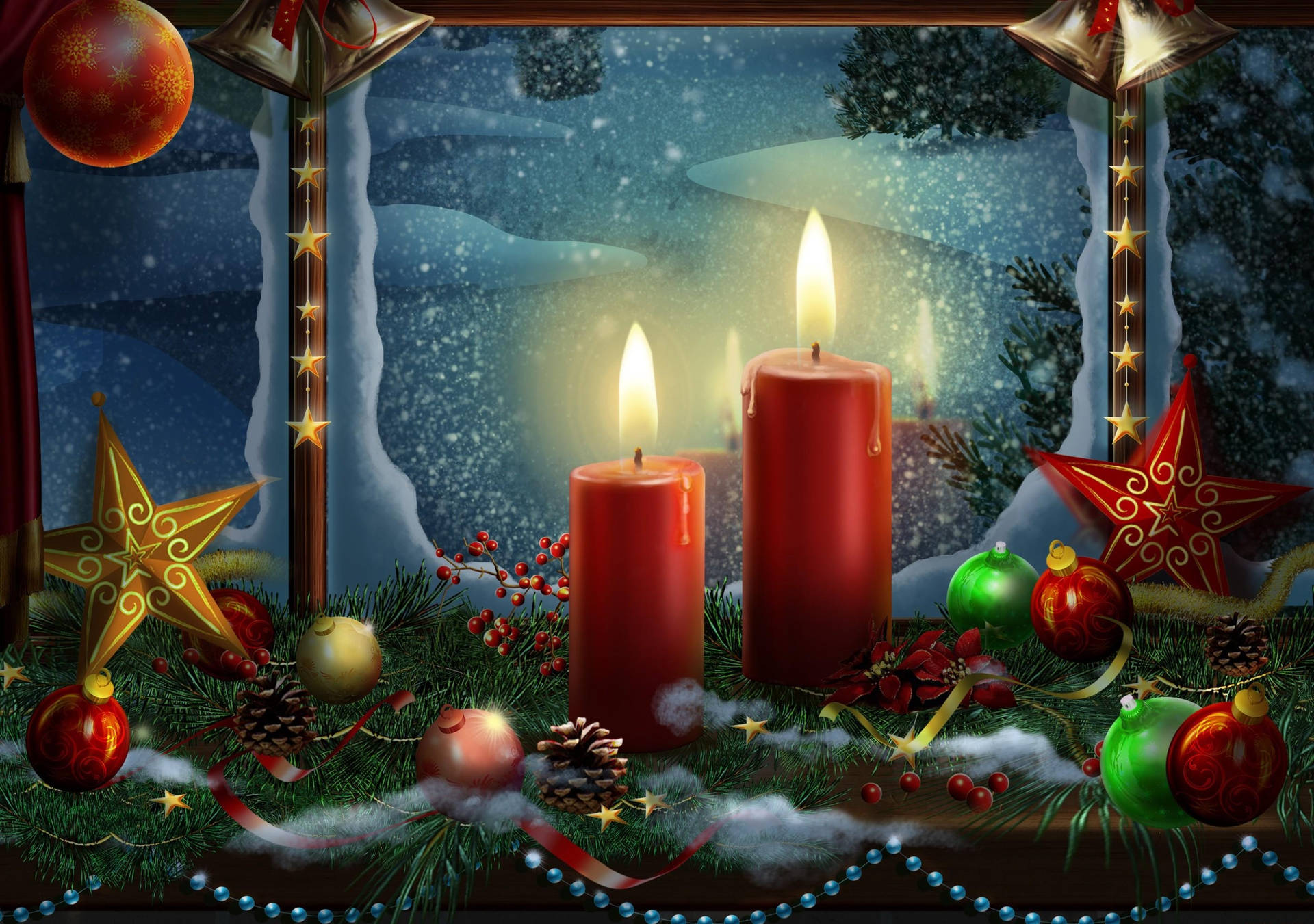 New Year's Candles Postcard Background