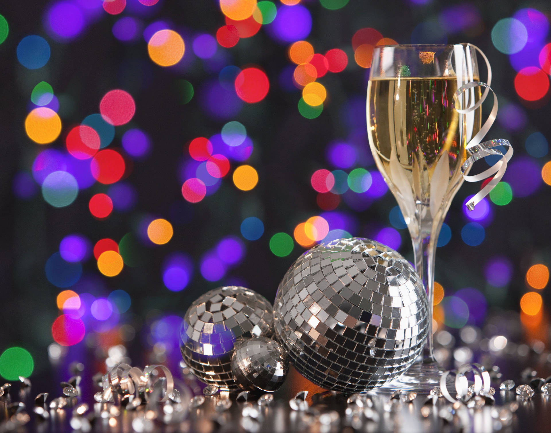 New Year's Champagne Rainbow Lights