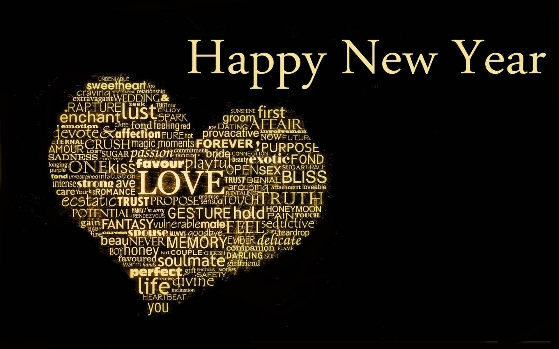 New Year's Heart Word Cloud Background
