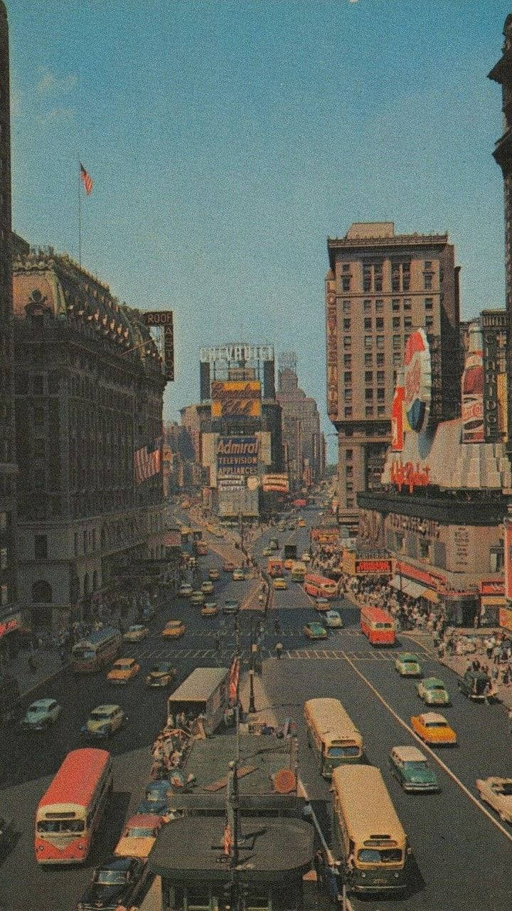 New York Aesthetic Vintage Cityscape Background