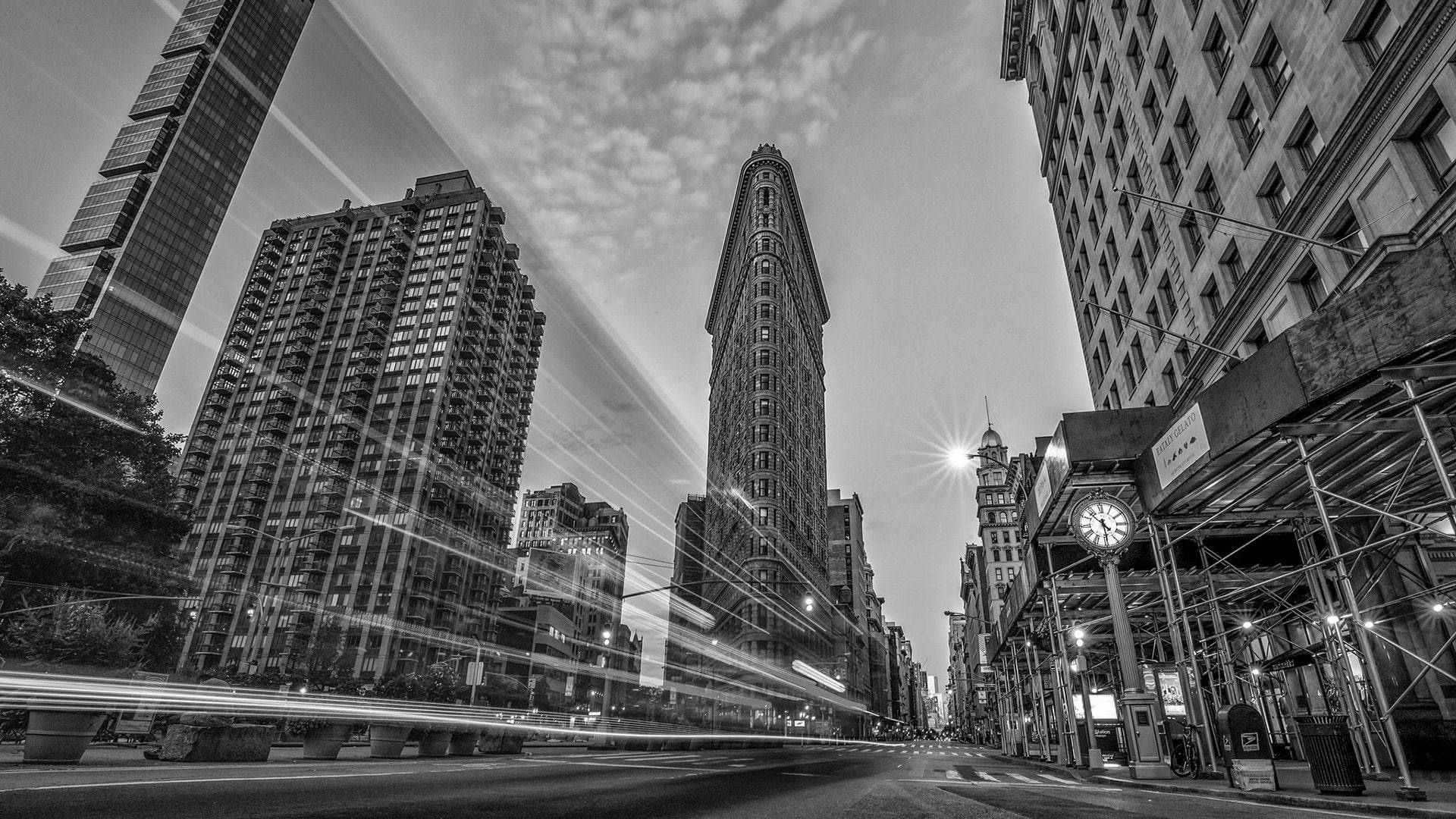 New York Black And White Flatiron View Background