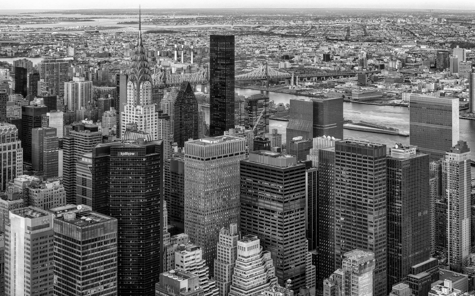 New York Black And White Skyscrapers Background