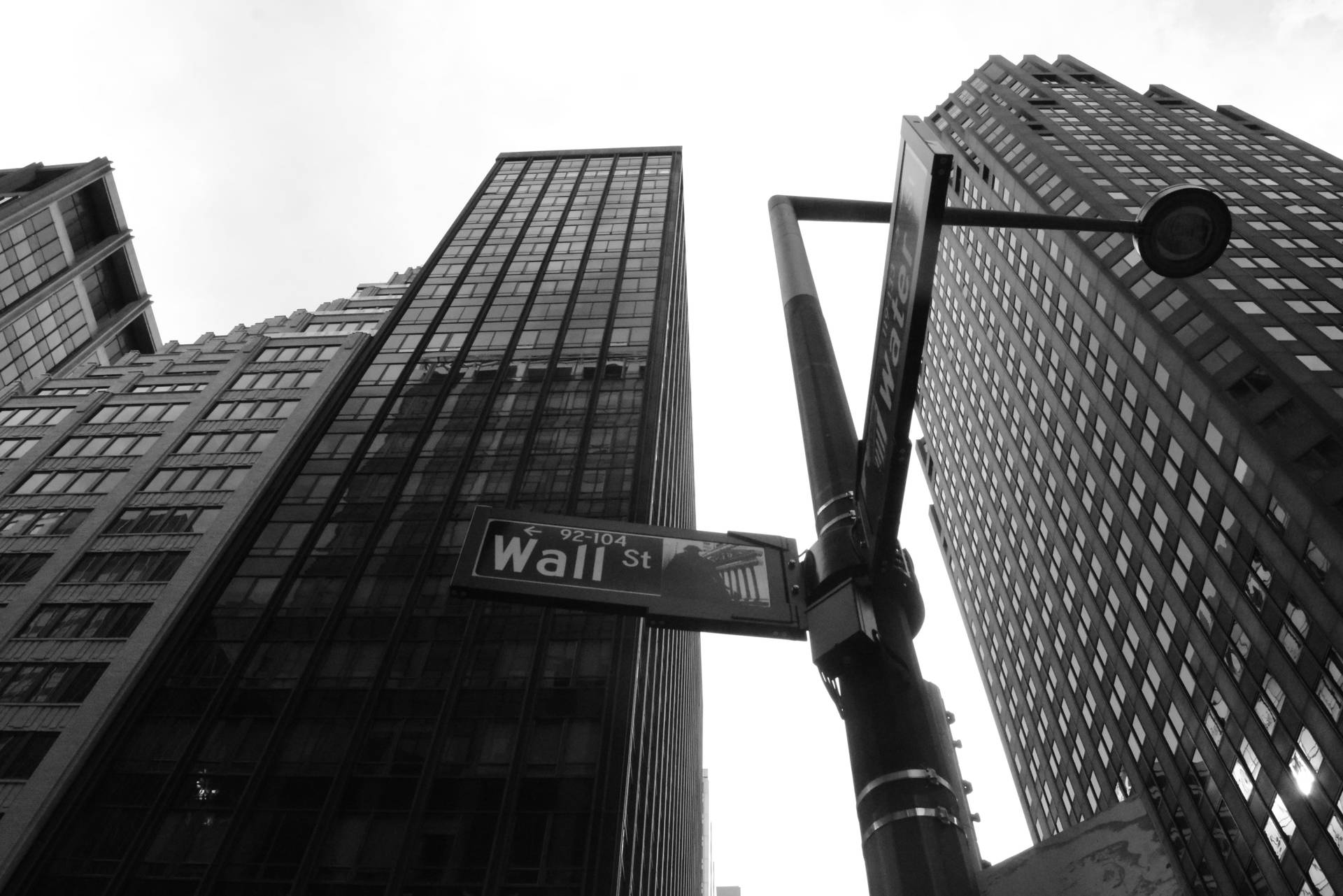 New York Black And White Wall Street Sign Background