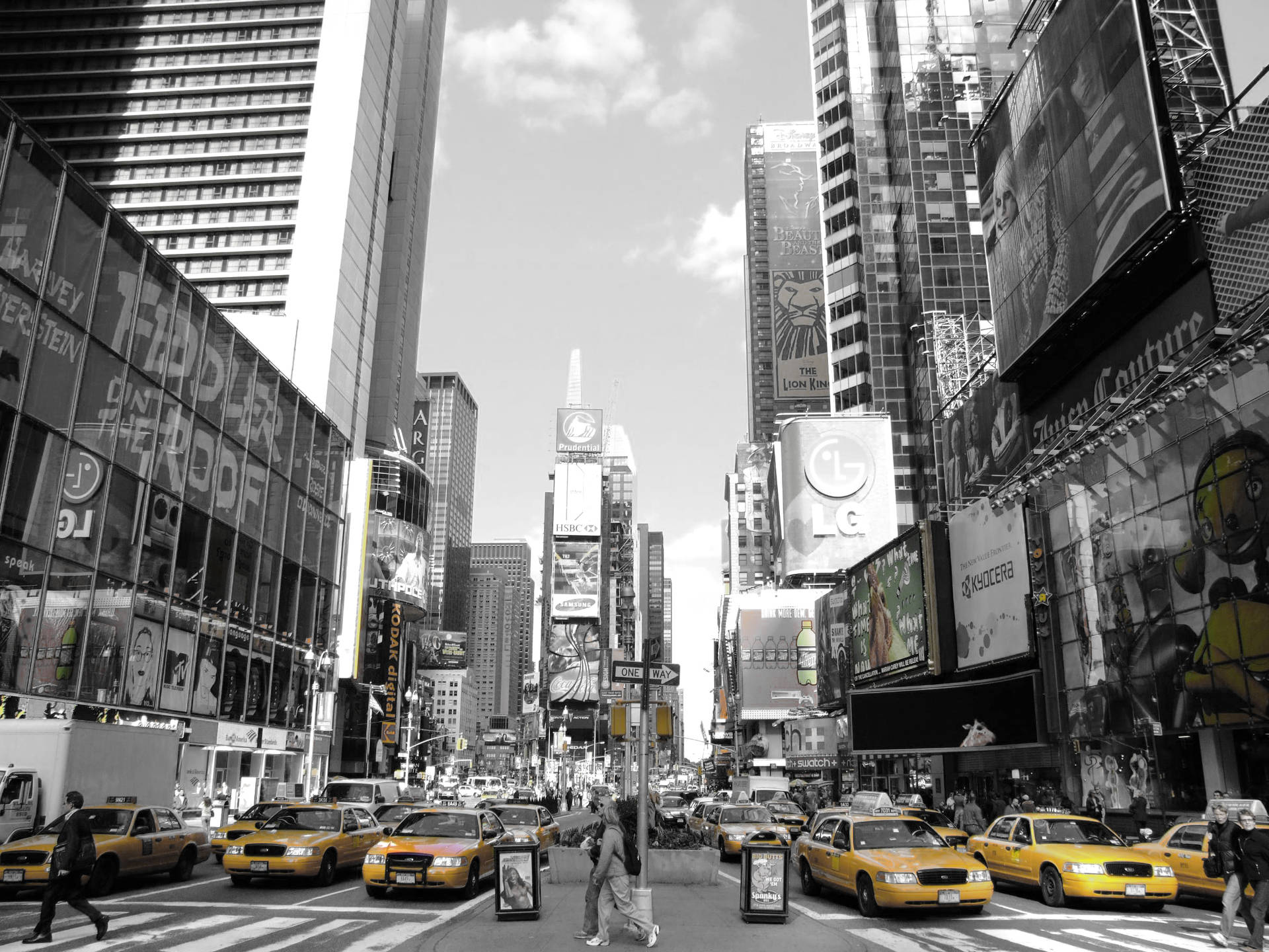 New York Black And White Yellow Taxi Background