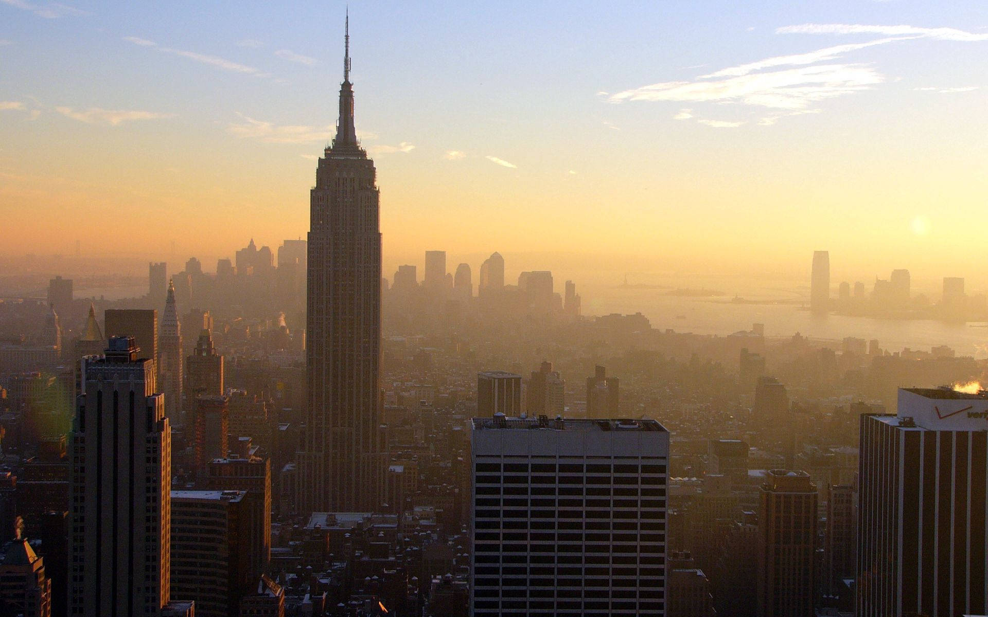 New York City Empire State Building At Dawn Background