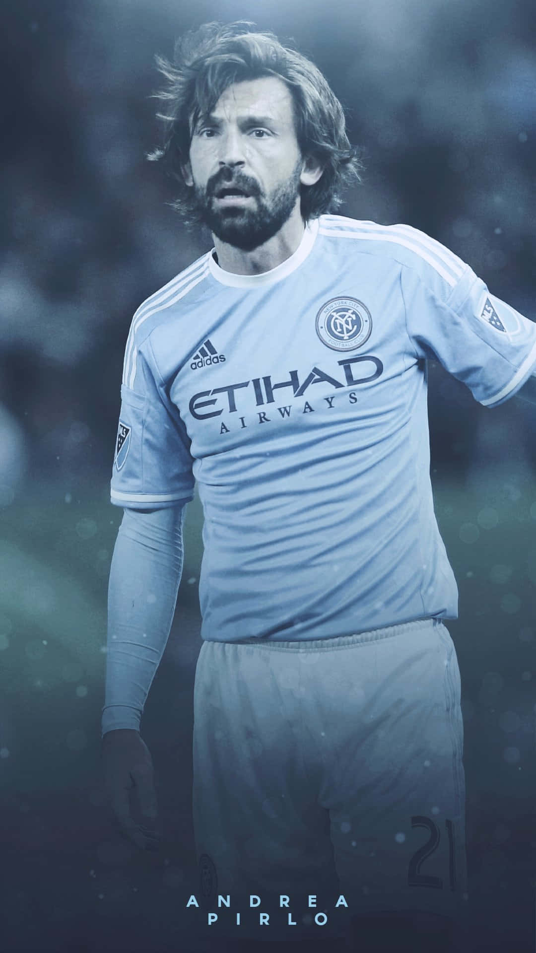 New York City Fc Italian Footballer Andrea Pirlo Creative Portrait Background