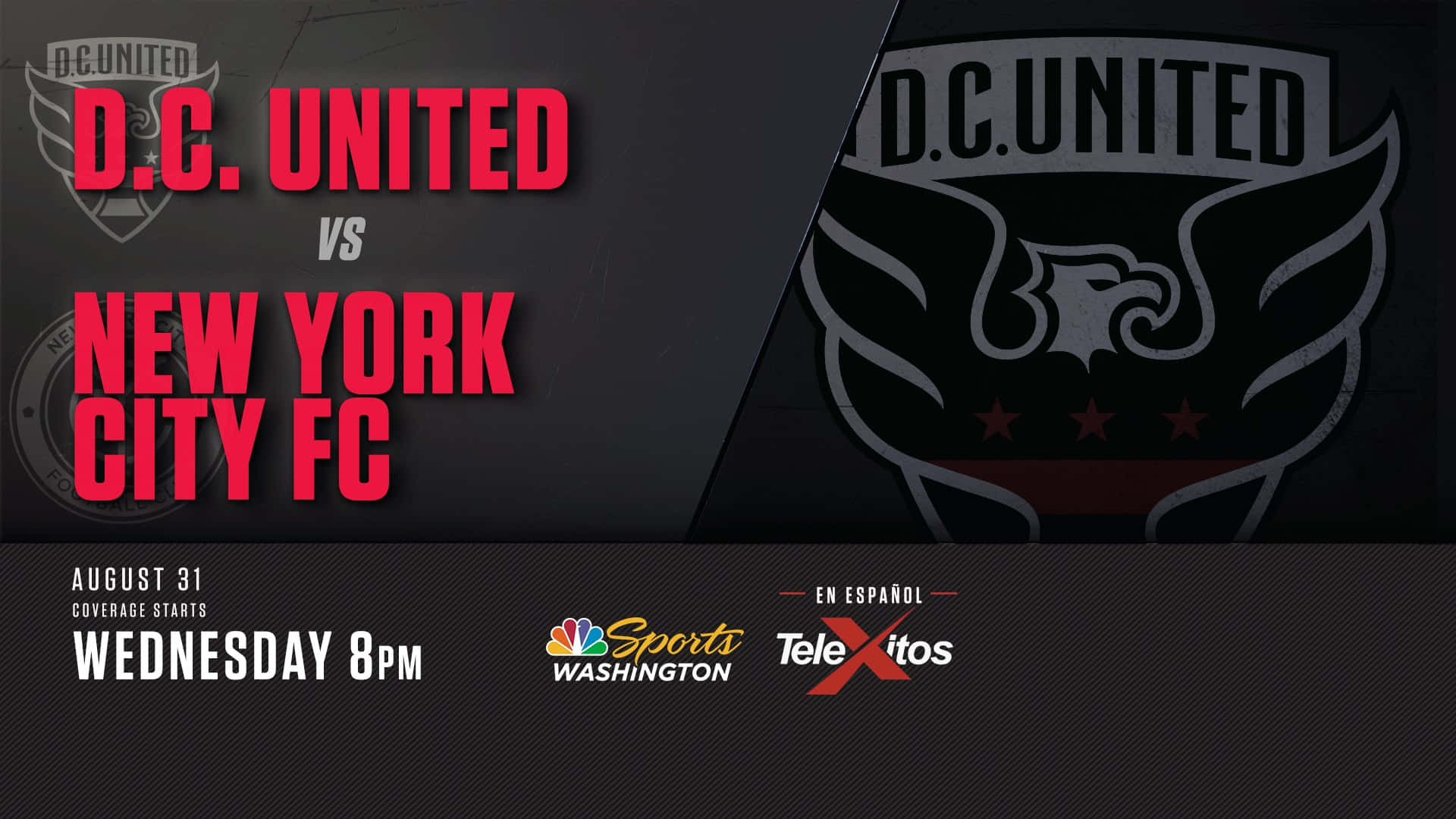 New York City Fc Versus Dc United Game Announcement Graphic