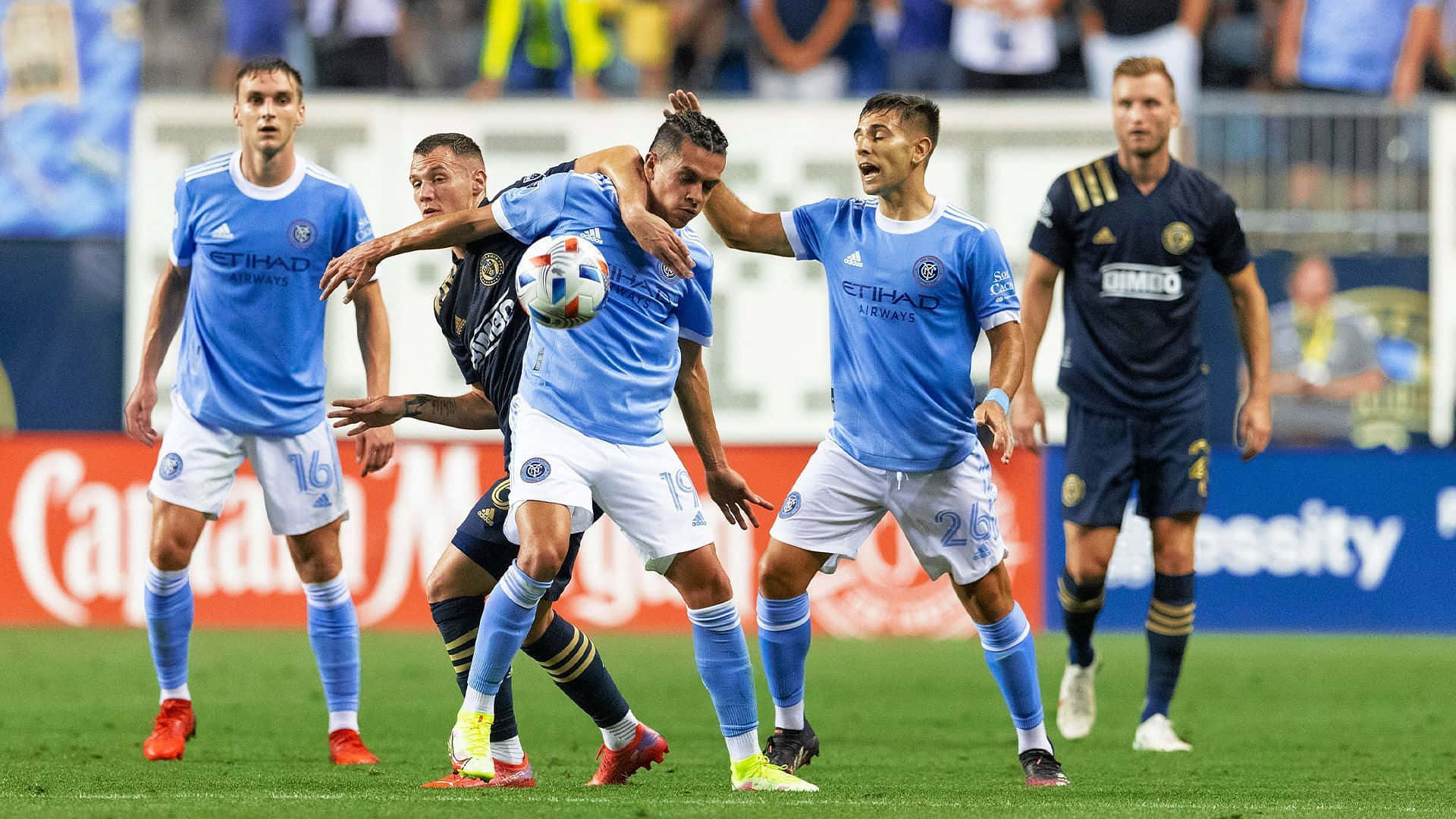 New York City Fc Versus Philadelphia Union Wide Angle Shot Background