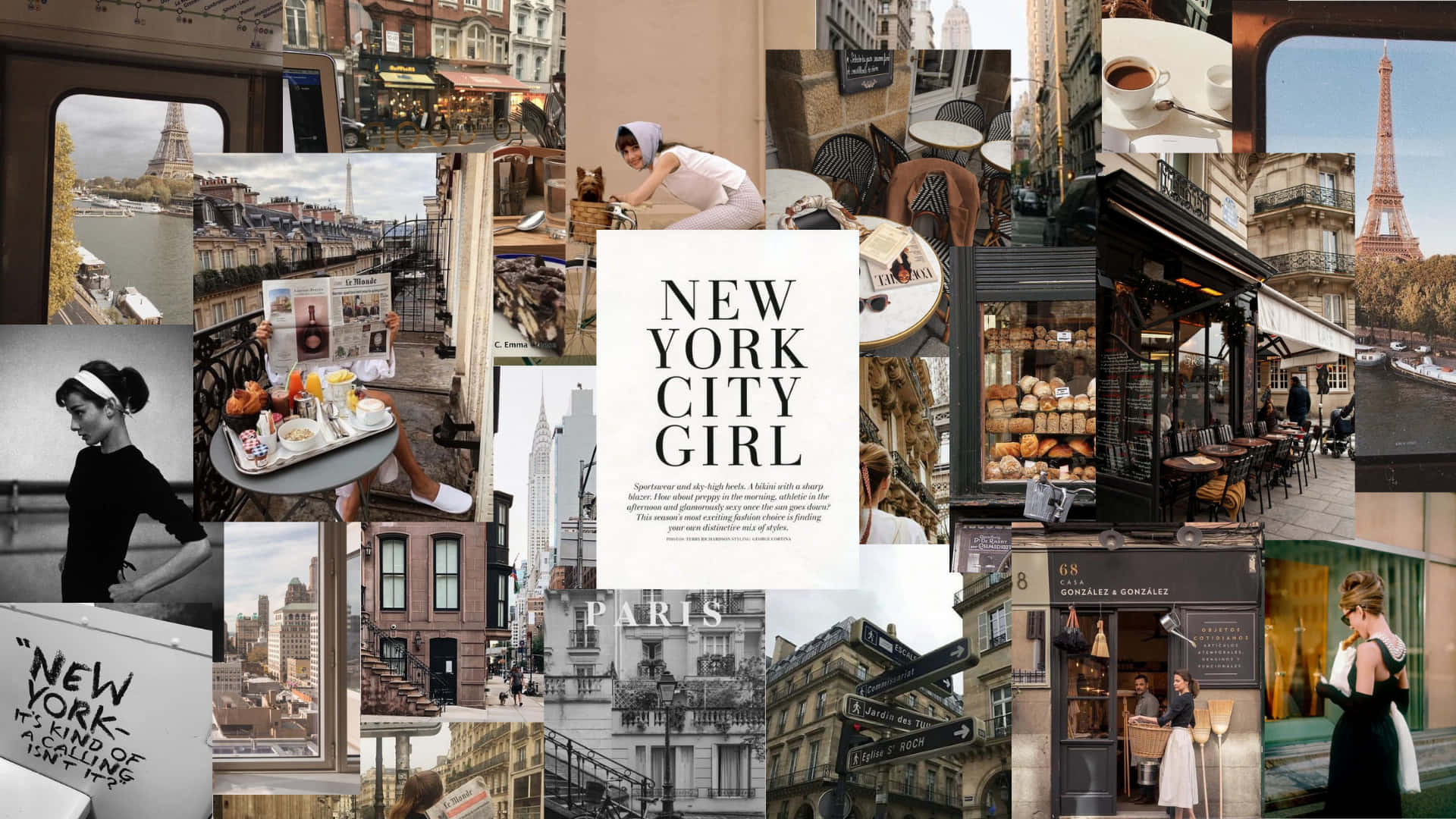 New York City Girl - A Collage Of Photos Background