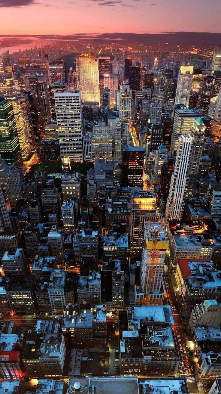 New York City Iphone Skyscrapers Sunset Skyline Background