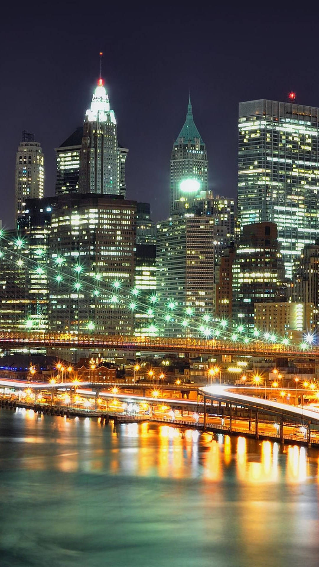 New York City Iphone X Bridge Lights Background