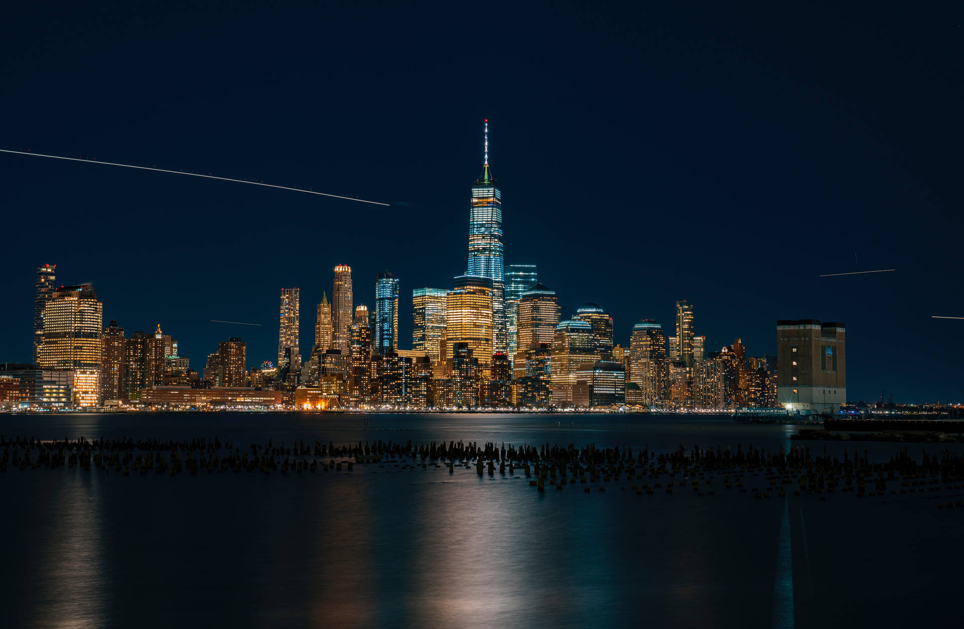 New York City Lights Reflection Background