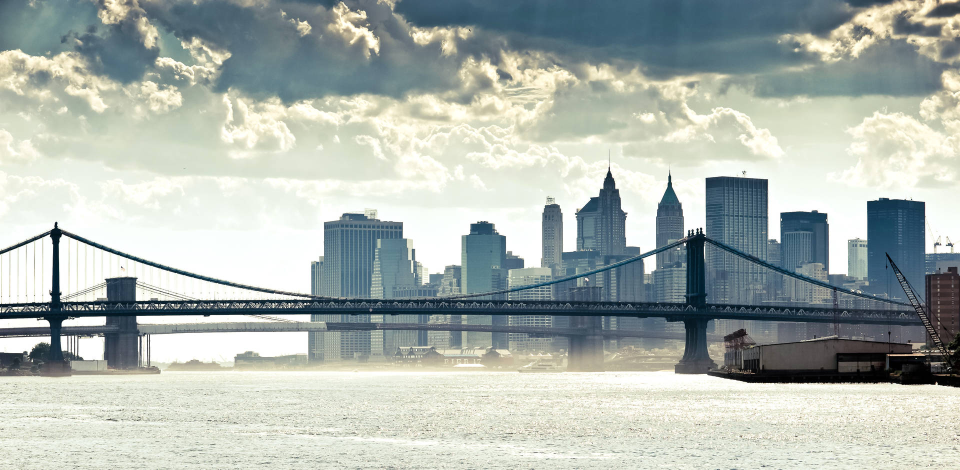 New York City Manhattan Bridge Panorama Background