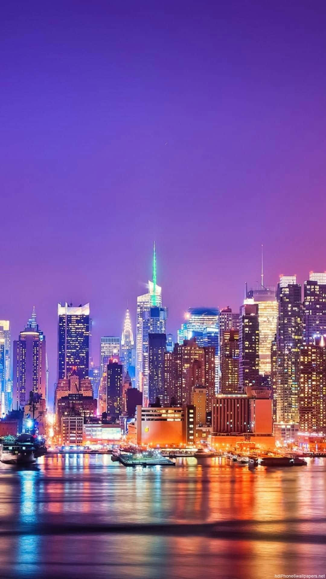 New York City Night Beautiful Colors Iphone Background