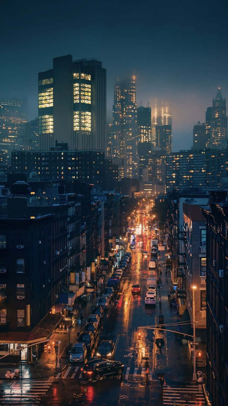 New York City Night Cars Iphone Background