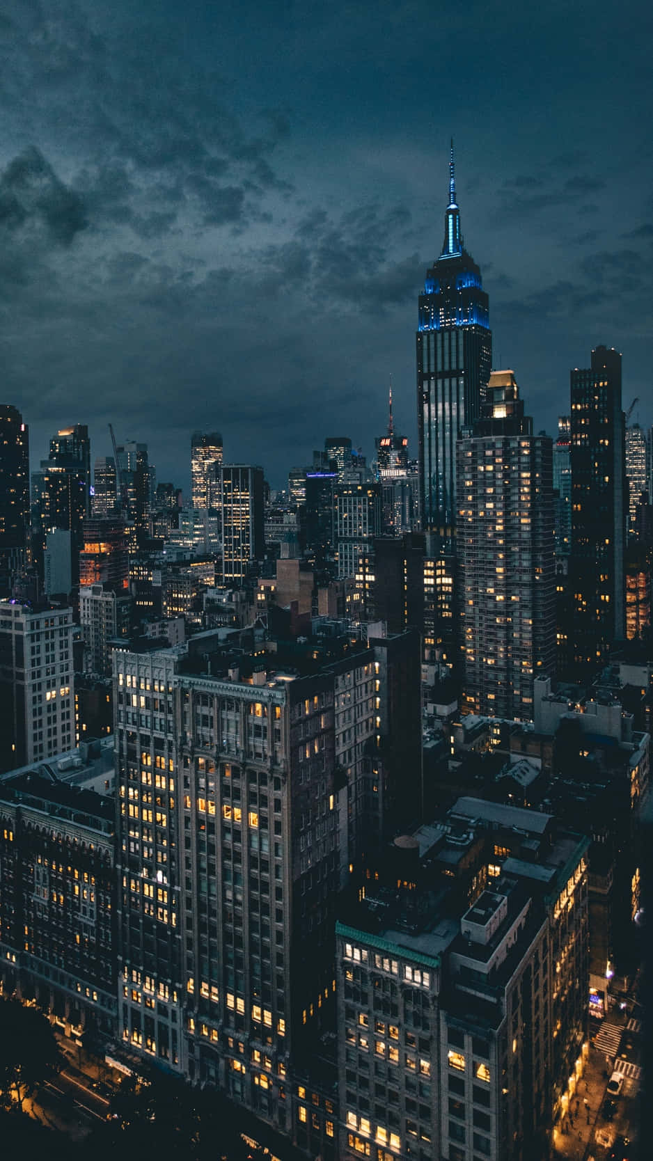 New York City Night Dark Clouds Iphone Background