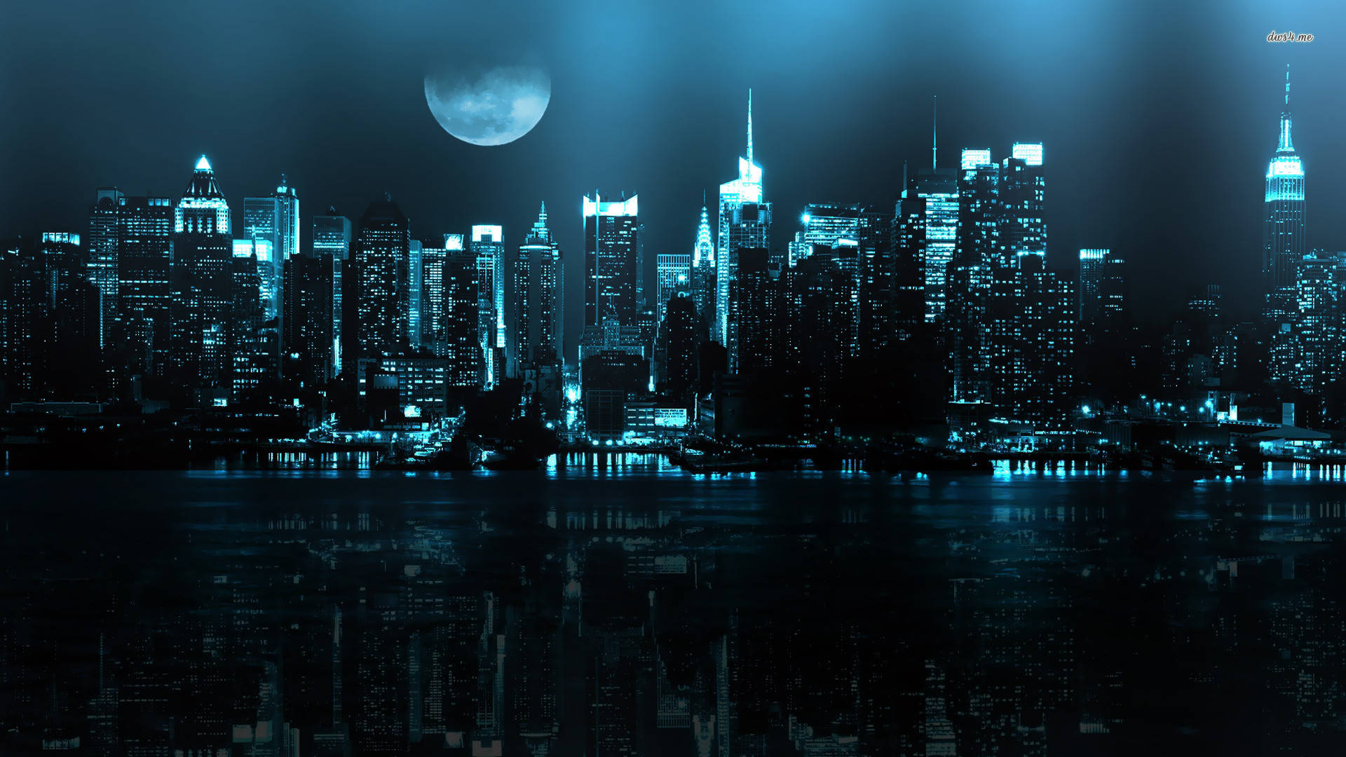 New York City Night Moonlight Background