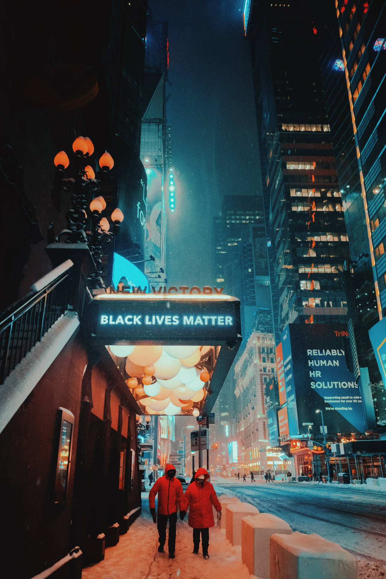 New York City Night Passerby Background