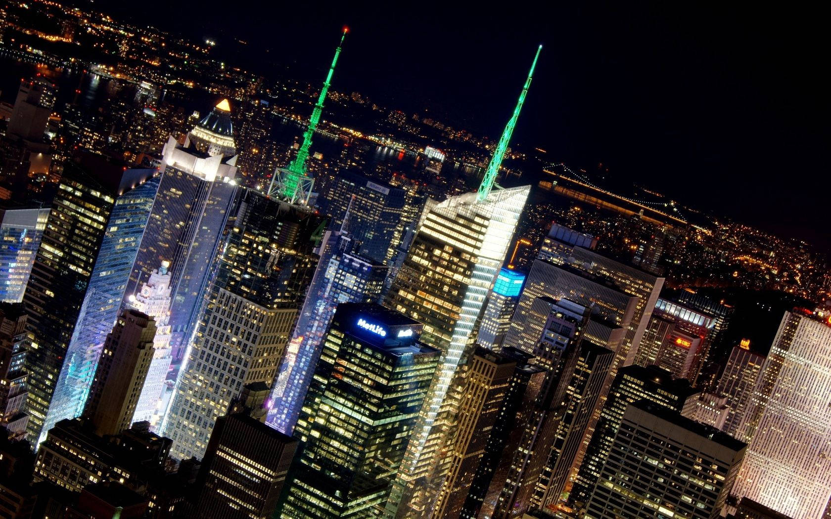 New York City Night Skyscrapers Background
