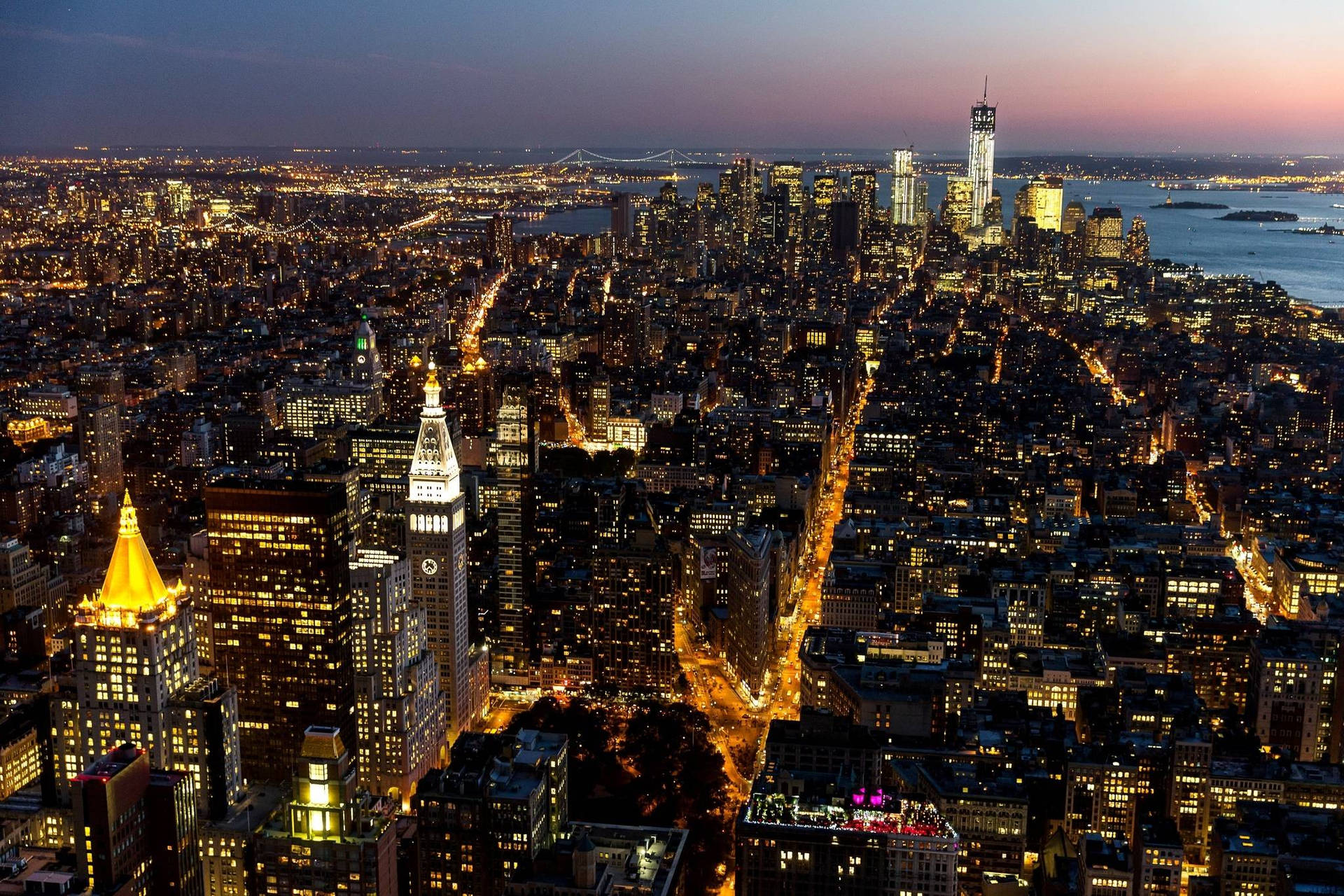 New York City Night View Background