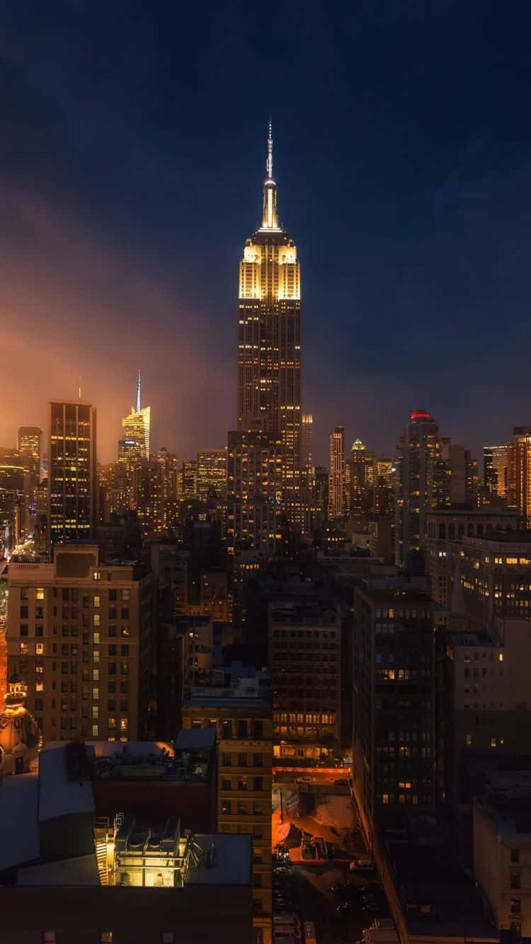 New York City Night Yellow Lights Iphone Background