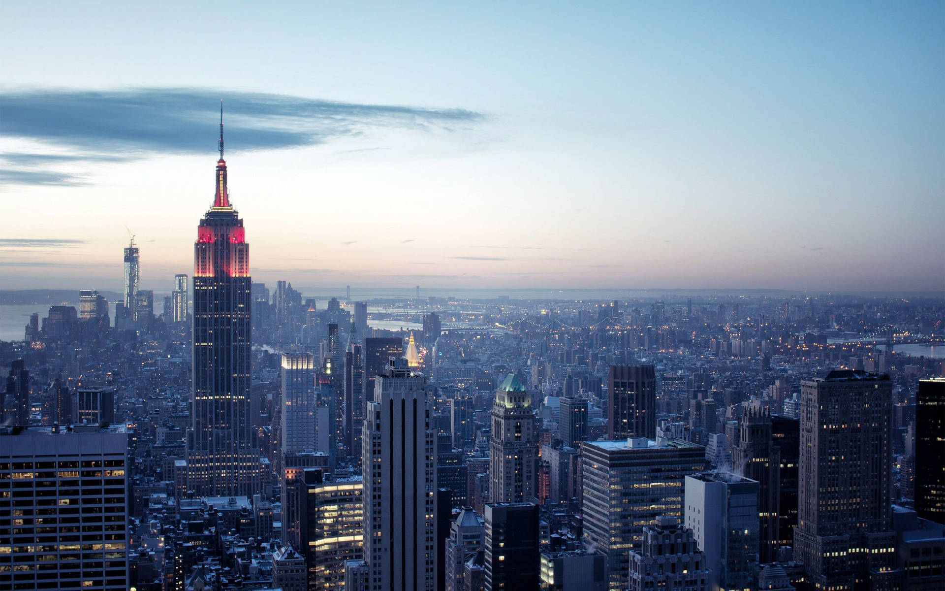 New York City Rockefeller Center At Twilight Background